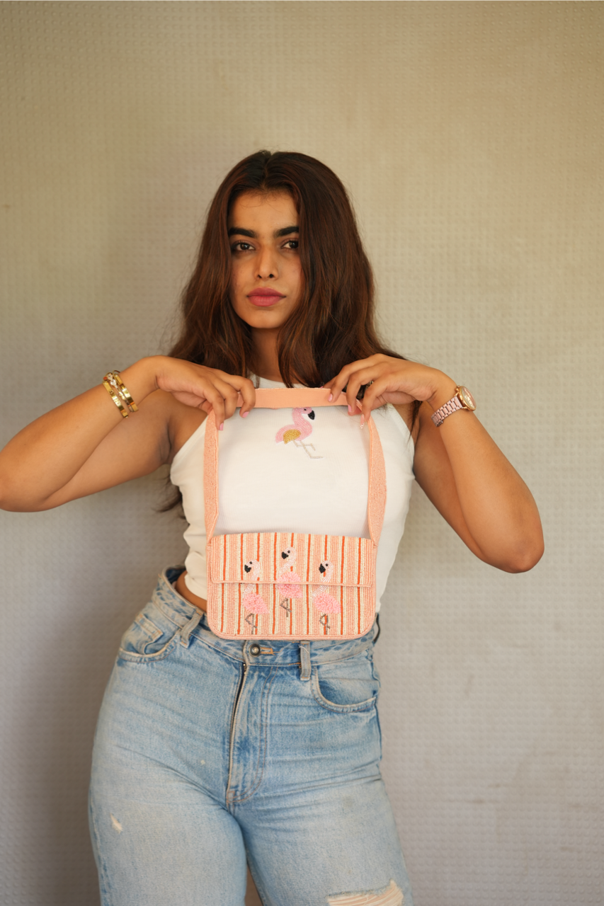 Tres Flamingos' Shoulder Bag