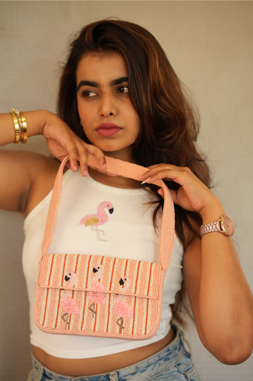 Tres Flamingos' Shoulder Bag