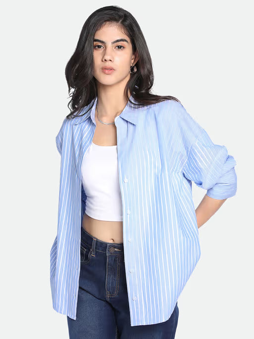 BLUE STRIPE SHIRT DRESS
